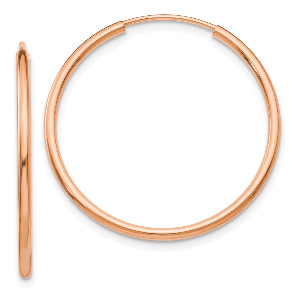 14k Rose Gold Polished Endless Tube Hoop Earrings 26 L X 26 Mm W